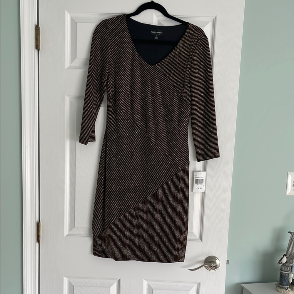 Gold Metallic Embellished Sheath Dress